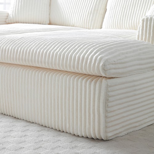 Modern Sectional Sofa Bed Corduroy Upholstered Modular Sleeper Couch With Pillow - Picture 20 of 105