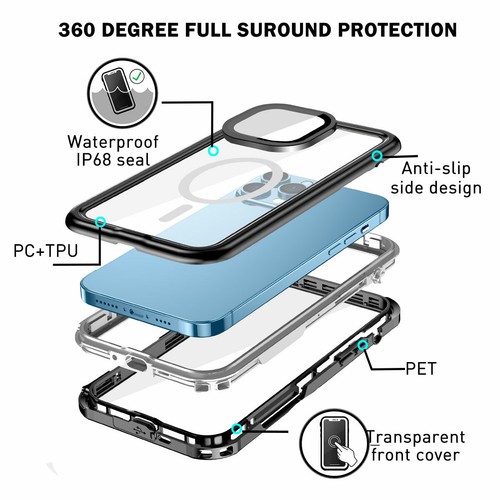 For iPhone 13 Pro Max/13 Case Tough MagSafe Magnetic Waterproof Shockproof Cover - Picture 10 of 18