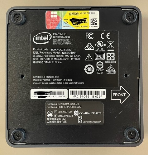 ***** Intel NUC7i5BNK i5-7260U i5 7th Gen, 8GB RAM, 250GB SSD Win 10 Pro ***** - Picture 3 of 3