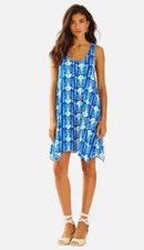 Lilly Pulitzer XL Melle Indigo Get In Line Trapeze Pima Cotton Dress MSRP $98