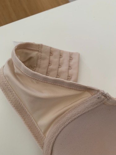 Nude Satin Strapless Bra Wire Beige Skin Tone Adjustable Bow Target Mold Shape C - Picture 7 of 15