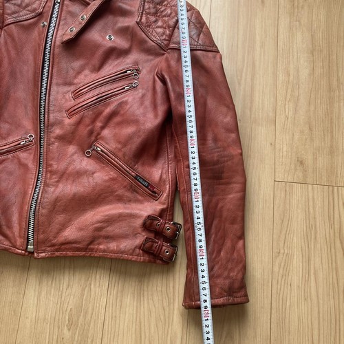Schott Leather Double Riders Jacket Diamond Quilting Red Size S Rare - Picture 10 of 10