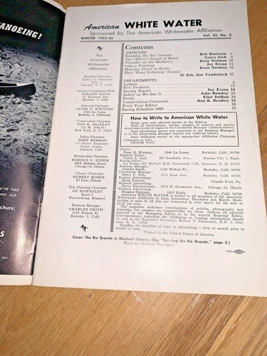 Winter 1965/66 AMERICAN WHITE WATER, The Journal of the American White-Water Aff - Foto 2 di 11