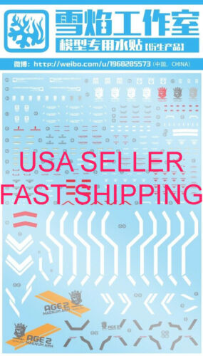 US Seller Fast Ship MG-44 MG 1/100 Magnum Age 2 Gundam Gunpla Waterslide Decal - Picture 1 of 5