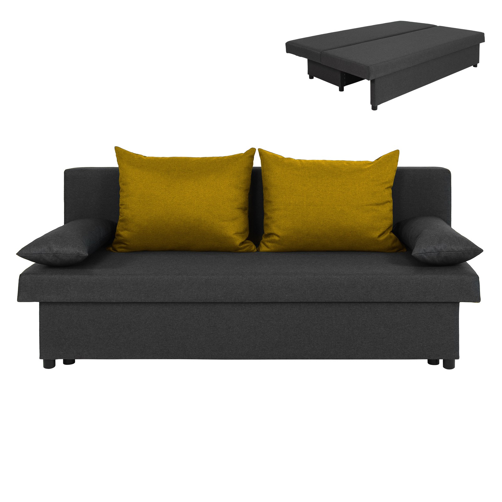Funktionssofa - anthrazit-gelb - Liegefunktion - Staukasten Sofa Wohnlandschaft