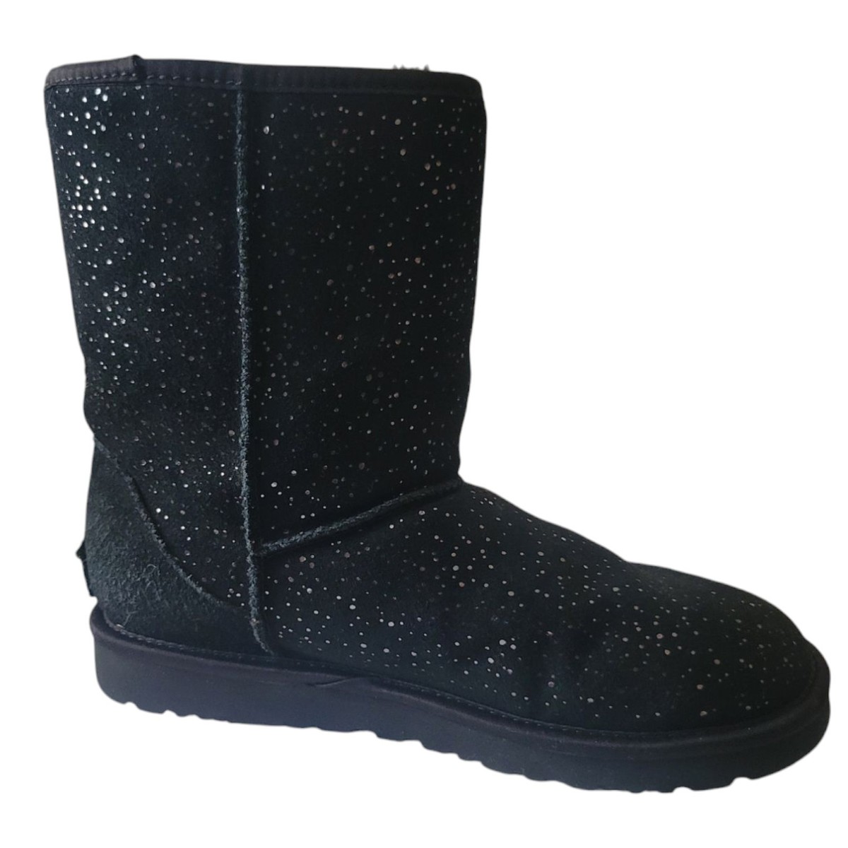 【新品】UGG W CLASSIC SHORT ブラック UGG Women's Boots Classic Short Black Silver Metallic Spots