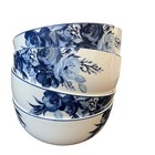 Mikasa Darcy Blue & White Floral Bone China 6" Soup Bowls Set of Four New