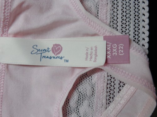 Secret Treasures Thong Panties Women's 3X (22) Pink Nylon Lace Stretch New Tags - Picture 8 of 10