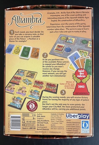 ALHAMBRA (Small Box Ed - 2003) Game w/ 4 Expansion Sets - VG+ - Complete - - Picture 3 of 12