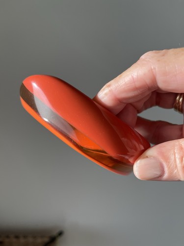 Vintage Orange & Bernstein Lucite Armreif Armband breit Chunky Swirl modern flippig - Bild 8 von 9