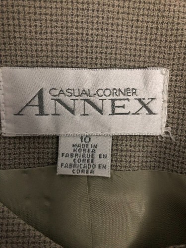 Casual Corner Annex Women's 2 Piece Pant Jacket Set Sz 10 Cream W/ Hint Of Green - Picture 7 of 21