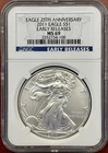 2011 (W)  American Silver Eagle 25th Anniversary Coin NGC MS69 Early Releases
