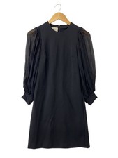 GUCCI Pleated Sleeves Black Dress Long Sleeve Dress XXS Rayon Black 410270