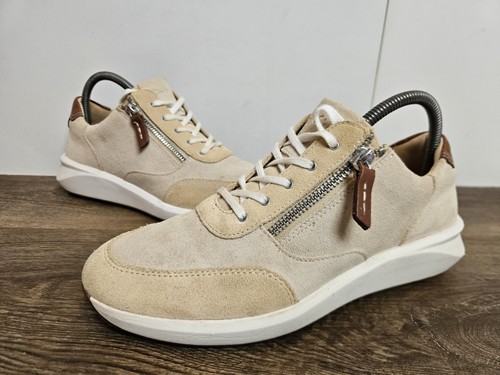 Clarks Un Rio scarpe da ginnastica con zip donna sneakers scamosciate morbide destrutturate UK 6 D EU 39