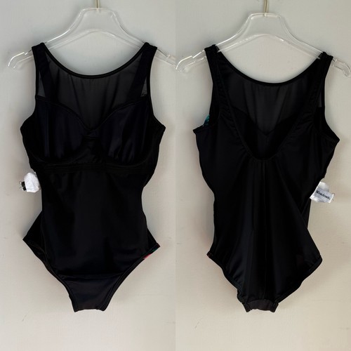 Traje de baño Miraclesuit Tahitian Temptress malla cuello alto con aros negro floral 8 - Imagen 8 de 11