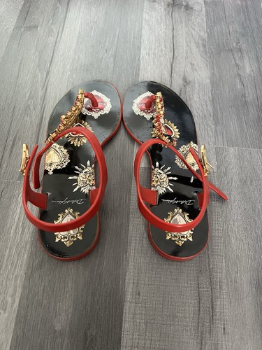 Womens Dolce And Gabanna Red Crystal Sandals - Size 2.5 - Picture 2 of 4