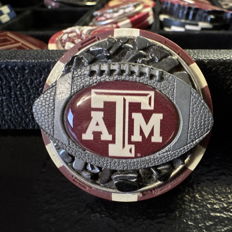 Texas A&M Aggies Logo Poker Chip Maroon & White Homemade Card Protector