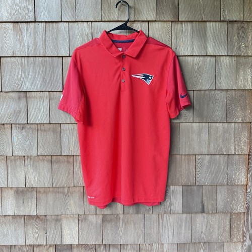 NFL New England Patriots Nike Dri Fit Team Issue Red Polo Golf Shirt Mens FLAW - Picture 20 of 23