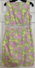 Vtg 90's RARE Lilly Pulitzer Women  s Floral Pink Lions Cubs Animal Dress Sz 10