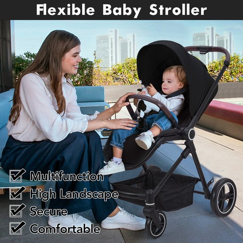 2-in-1 Convertible Baby Stroller Bassinet Mode Foldable Infant Pushchair US - Picture 8 of 15