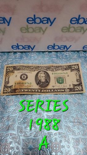 1988 A Series $20 Twenty Dollar Bill USA & 1995 Series / B58160874D - B50853192A - Picture 5 of 24