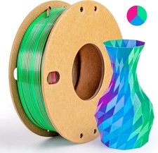 Silk Triple Color PLA+ 3D Printer Filament 1.75Mm, No Tangle Shiny Filament Net