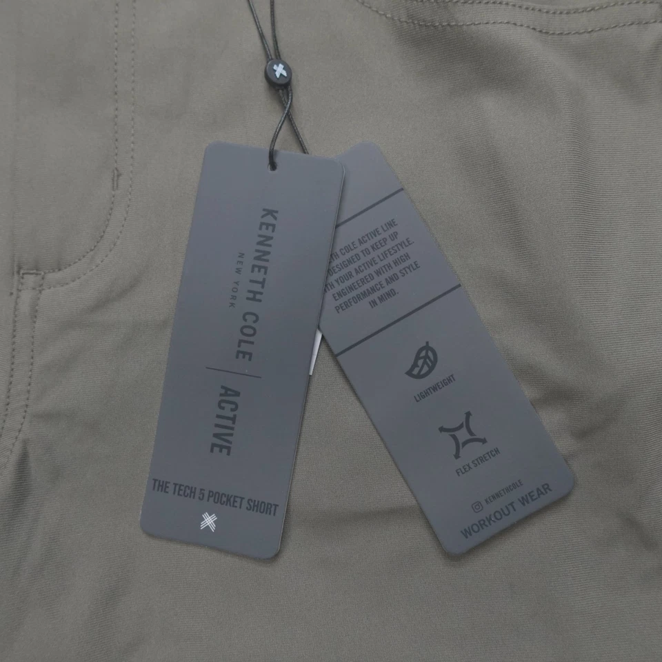 Pantalones Cortos Kenneth Cole The Tech 5 Bolsillos Elastizados Ligeros Calce Ajustado Rover Gris Foto 2 de 4