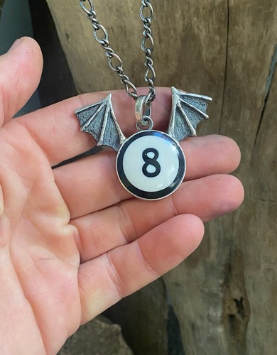 Eight ball pendant with bat wings - Picture 3 of 3