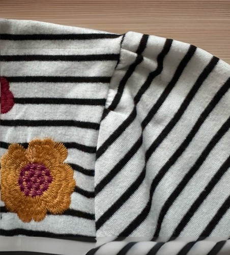 SAVANNA JANE Blouse Womens Medium Marigold Striped Colorful Embroidered Floral - Picture 8 of 14