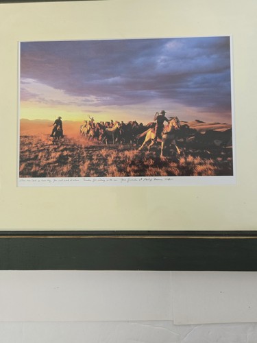 Vintage Print, Cowboys From Phillip Morris Framed 18 X 15 Thanks For Riding W/Us - Picture 3 of 6