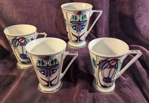 Set of 4 ~ Wren Giftware Fine Bone China "Mackintosh" Cups/Mugs - VGC