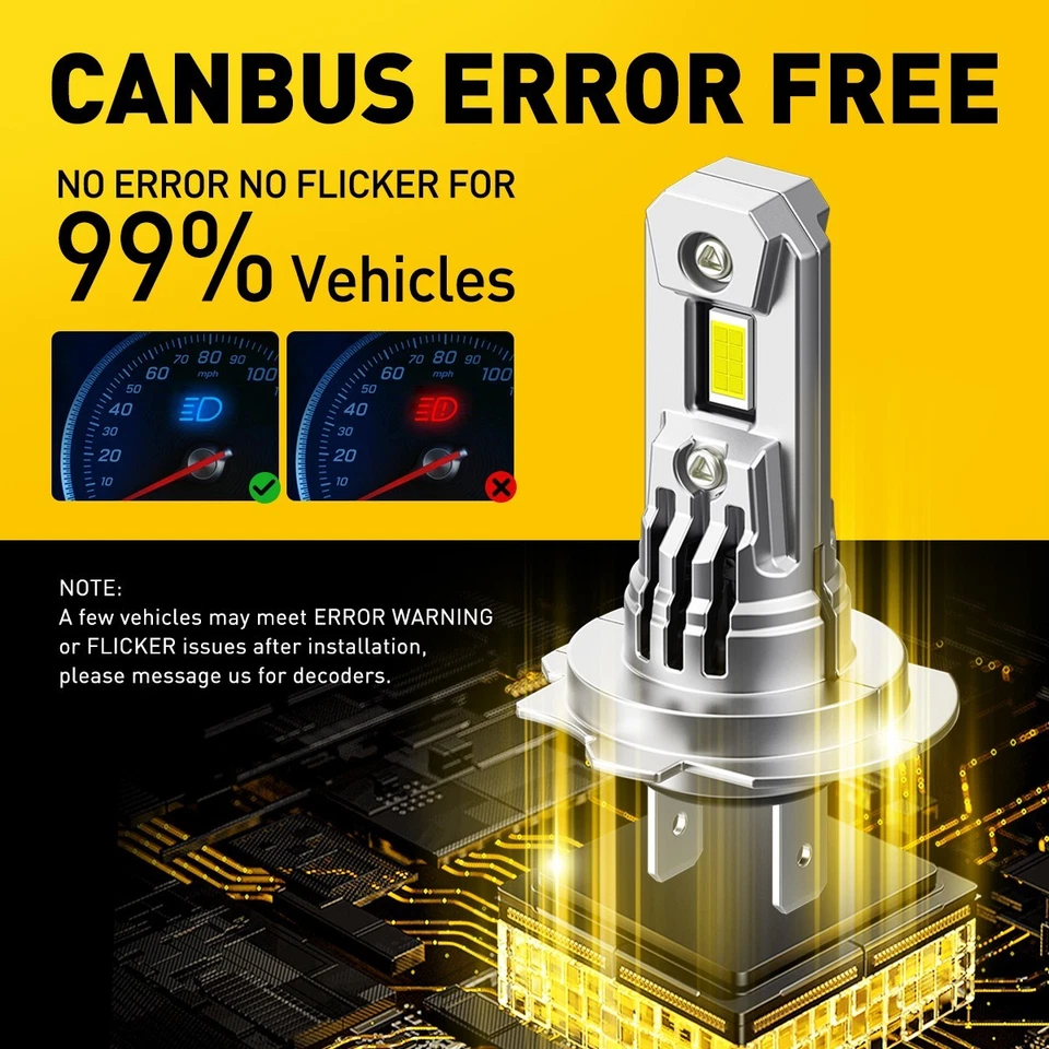 AUXITO 2x H7 LED Headlight Bulbs Kit 6500K 200W Super White Led Canbus Bulbs UK - Image 4 of 4