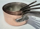 Vintage French Copper Saucepan Pan Set of 5 Marked Hammered Tin Lining 8.8lbs
