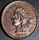 1903 INDIAN HEAD CENT - With LIBERTY & 4 DIAMONDS - AU UNC
