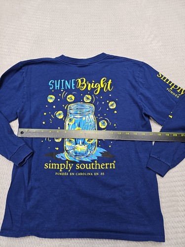 Simply Southern Shirt Girls Youth Large Shine Bright Fire Flies Long Sleeve - Picture 3 of 6