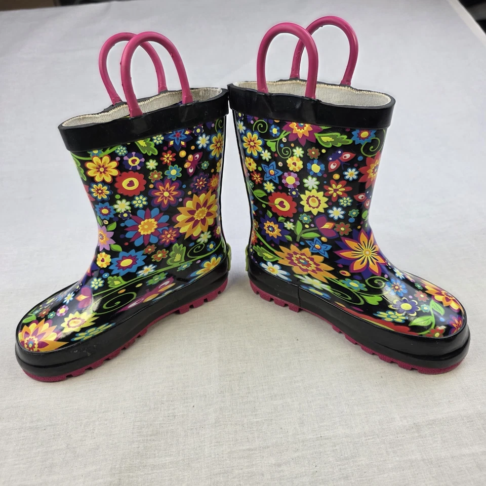 Niñas Western Chief Botas de Lluvia Multicolor Flores Talla 7 Juveniles Impermeables Foto 3 de 4