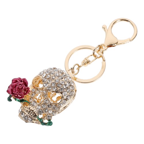 1 Pc -encrusted Death Rose Car Key Pendant Metal Woman Bag Decor - Picture 8 of 12