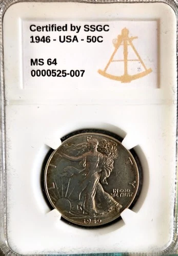 1946 WALKING LIBERTY HALF DOLLAR 50C SSGC  MS 64 MINT UNC.