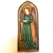 Angel Playing Harp 10" Wall Hanging Resin.   Ready to hang.