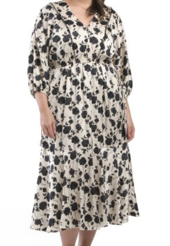 $148 Taylor Plus Empire Waist Maxi Dress Ecru/ Black 18W New With Tags. - Picture 5 of 10