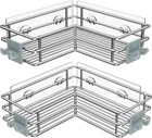 Corner Shower Shelves, Stainless Steel, Adhesive Caddy Basket Rack, 2 Pack