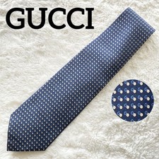 New Unused Gucci Neck Tie Navy G Pattern Dotted 100 Silk Made in Italy