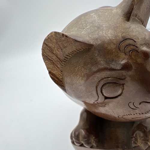 VTG Pair Creepy Cats Gargoyles Mythical Brown Wood Carved Figurines Bookends - Picture 6 of 18