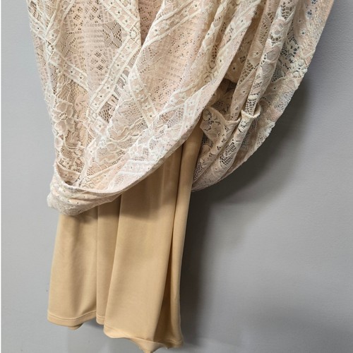 NSR Lace Maxi Dress Large Beige Puffed Sleeve Empire Waist Romantic Cottage Boho - Picture 6 of 11