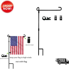 Garden Flag Stand Holder Pole with Clip Stopper Powder Coated for Yard Flags