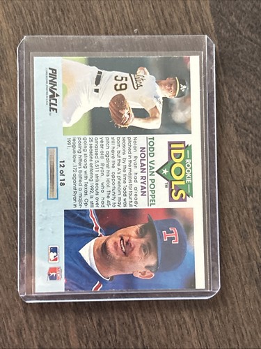 Nolan Ryan/Todd Van Poppel 1992 Pinnacle Rookie Idols #12 Oakland - Picture 2 of 2