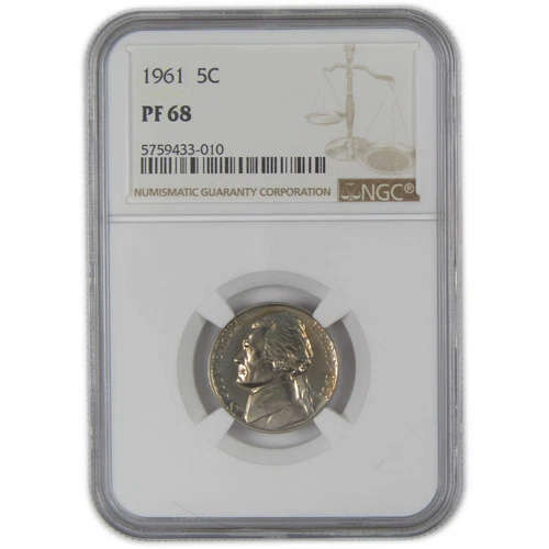 1961 Jefferson Nickel PF 68 NGC Proof 5c Coin SKU:CPC0122
