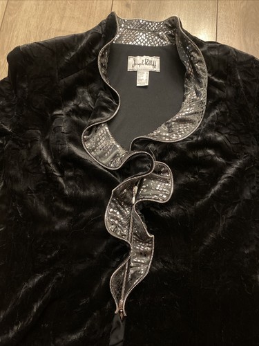 NUEVO CON ETIQUETAS Joseph Ribkoff Chaqueta Terciopelo Blazer Animal Plateado Negro Mujer Años 90’s 12 $274 - Imagen 15 de 16