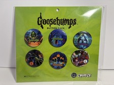 OFFICIAL GOOSEBUMPS BUTTONS SET - RL STINE SCHOLASTIC BOOK SERIES CREEPY CO.