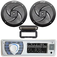 Pyle PLRMR23BTW Bluetooth MP3 Marine USB/AUX Receiver, 2 Speakers Pkg + cover